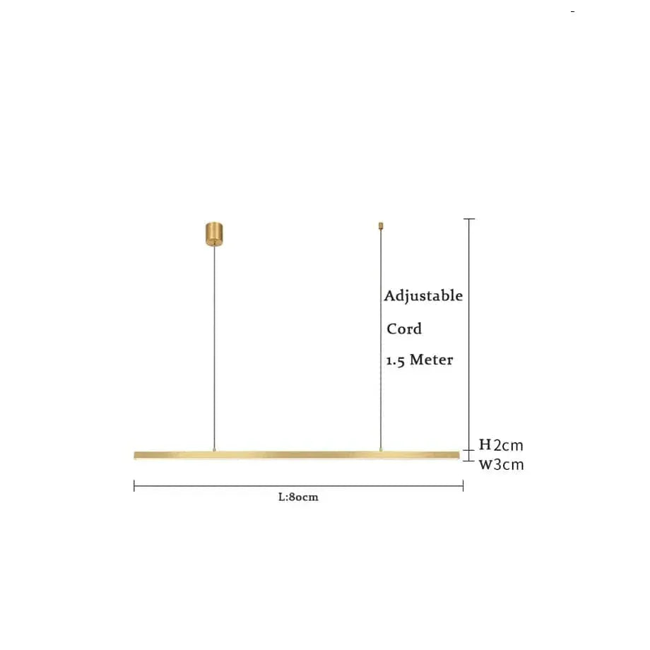 BE SHINE Suspension dorée barre led 1-TÊTES LONGUEUR 80cm / DIMMABLE TRICOLORE