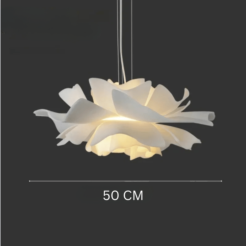 BE SHINE Suspension fleur blanche design moderne 50 CM / AMPOULE TRICOLORE ( CONTRÔLE INTERRUPTEUR )