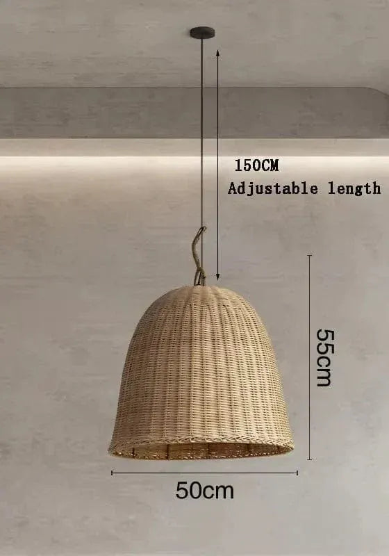 BE SHINE Suspension en rotin panier tressé B-50CM / LUMIÈRE NEUTRE 4000k