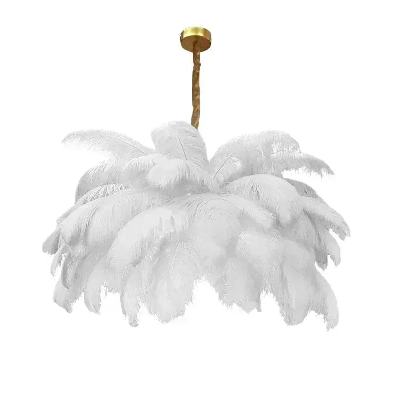 BE SHINE Suspension XXL à plume BLANC / LARGEUR : 80 CM / HAUTEUR : 40 CM / NOMBRE DE PLUMES : 34