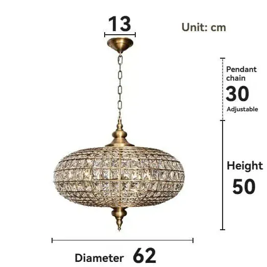 BE SHINE Suspension orientale en cristal DIAMÈTRE 62CM CUIVRE / LUMIÈRE NEUTRE 4000k