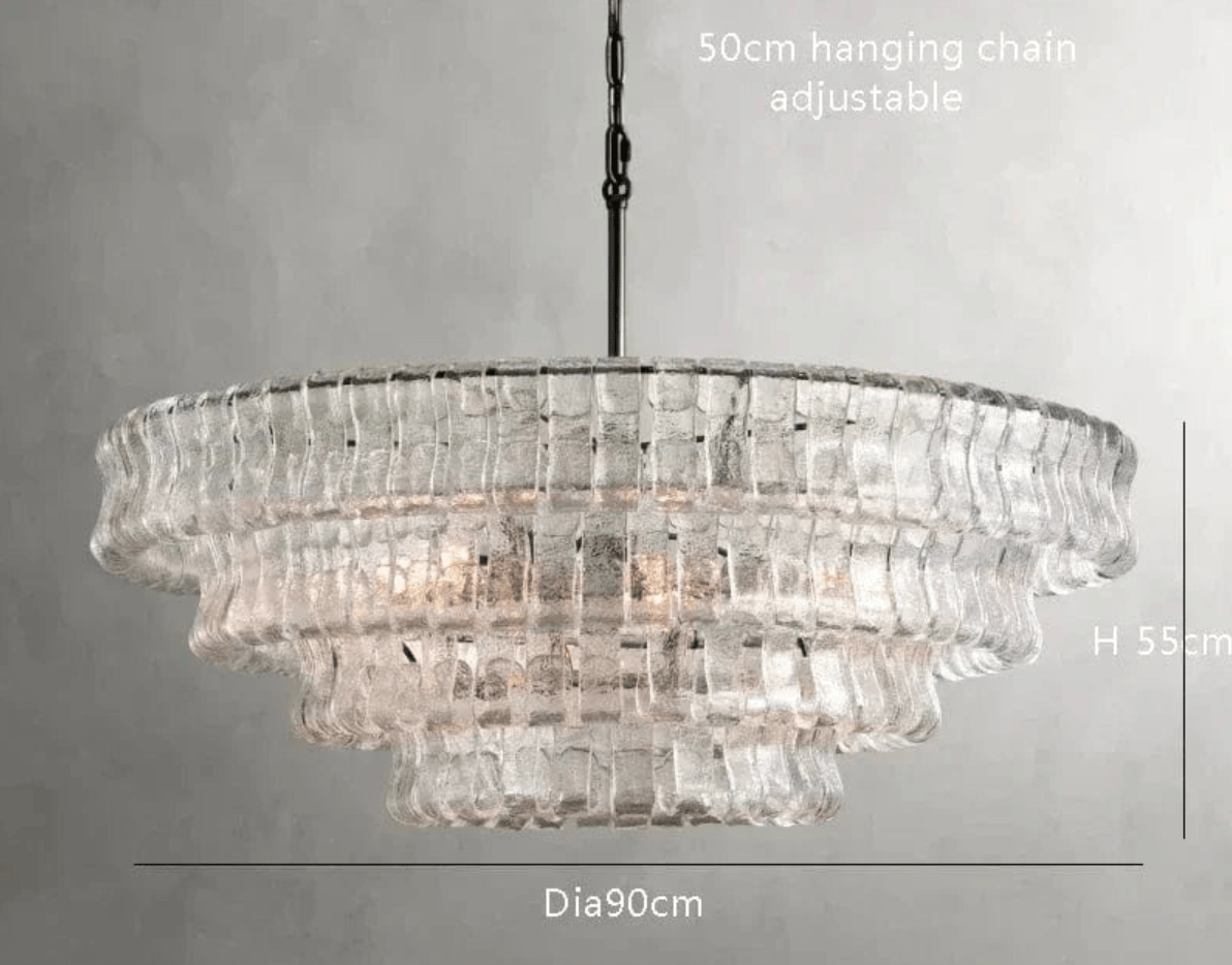 BE SHINE Suspension en verre art-déco DIAMÈTRE 90 CM NOIR TRANSPARENT / LUMIÈRE NEUTRE