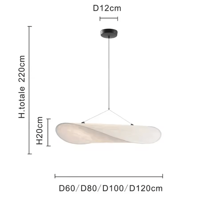 Eclairage suspension Suspension moderne en tissu design Japandi 120 CM / LUMIÈRE BLANCHE