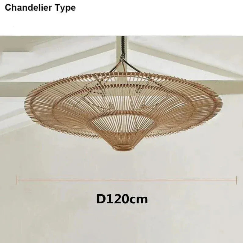 Eclairage suspension Suspension XXL en rotin de style japandi 120 CM / ROTIN CLAIR