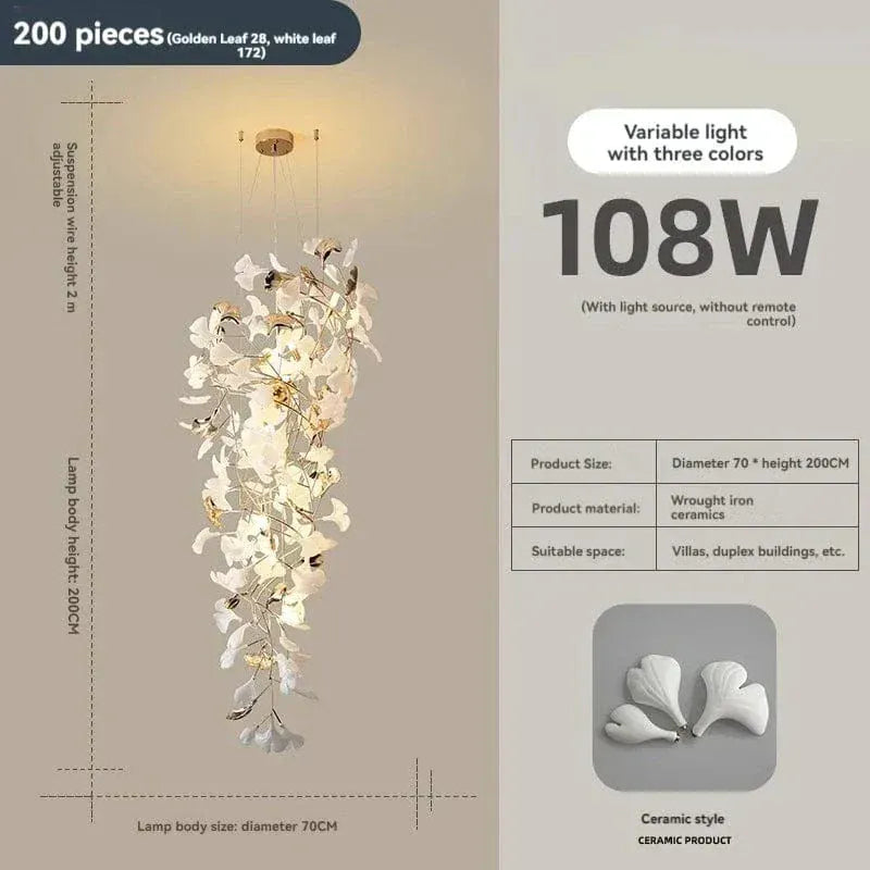Eclairage suspension Suspension fleur plafond haut 200 X 70 CM / CERAMIQUE