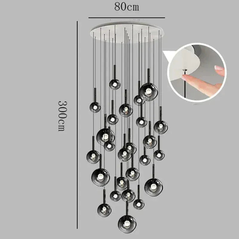 ECLAIRAGE SUSPENSION Suspension haut plafond boule de verre fumé 25 / LUMIÈRE CHAUDE