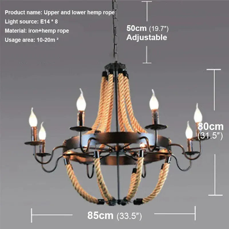 ECLAIRAGE SUSPENSION Suspension luminaire en corde style rustique 8 LAMPES