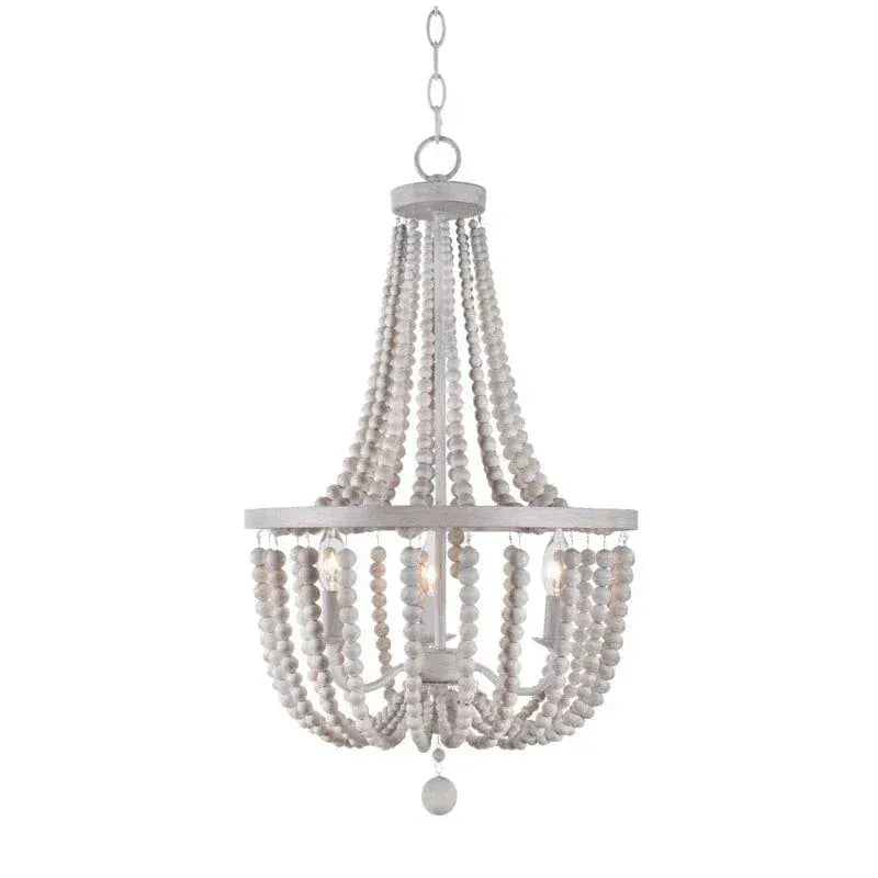 Eclairage suspension Suspension baroque en perle de bois BLANC