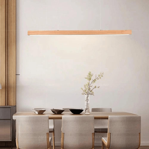 Eclairage suspension Suspension barre LED en bois BOIS BRUT - 80CM / LUMIÈRE CHAUDE