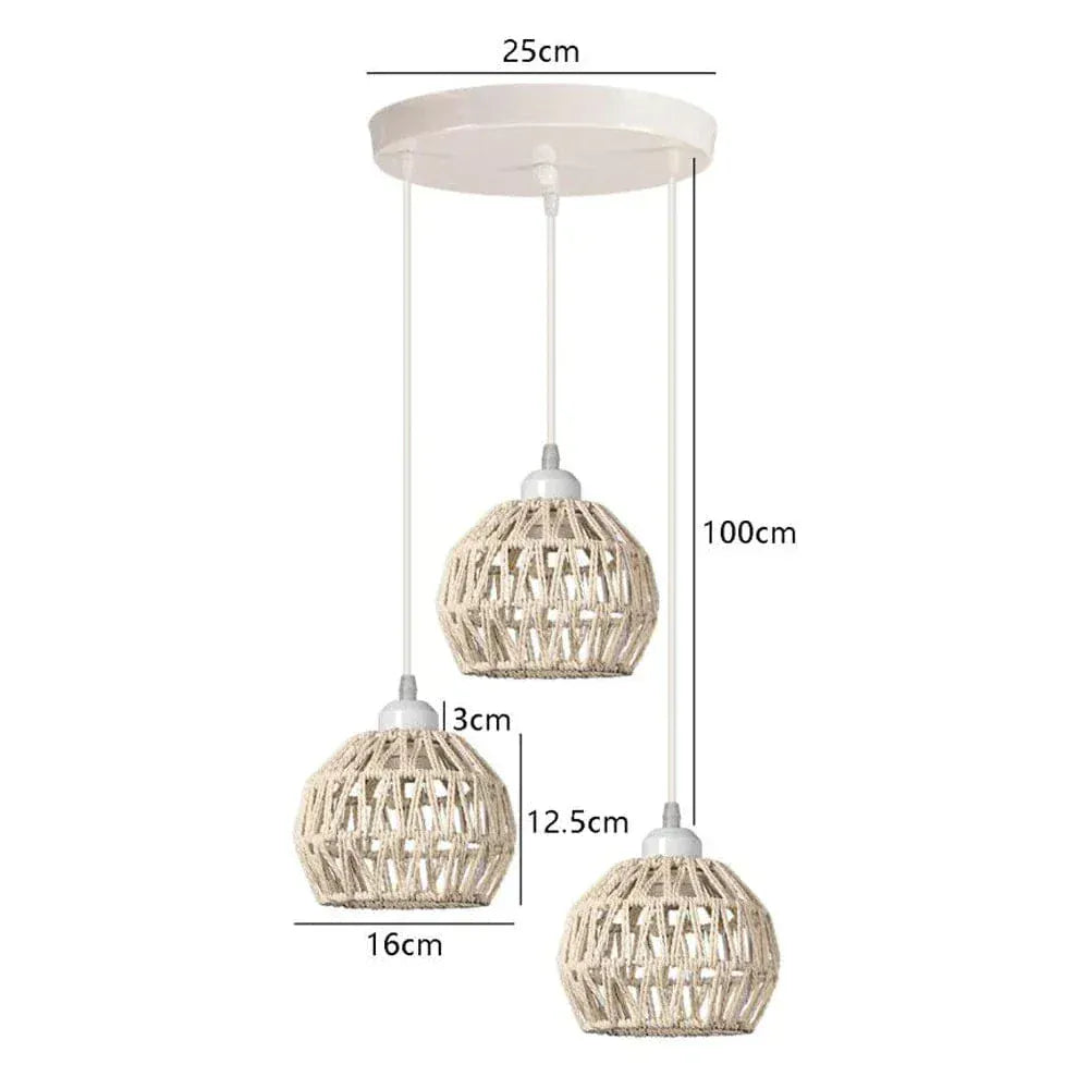 ECLAIRAGE SUSPENSION Suspension triple corde de chanvre à base ronde C