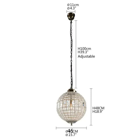 ECLAIRAGE SUSPENSION Suspension baroque boule en cristal DIAMÈTRE-45CM