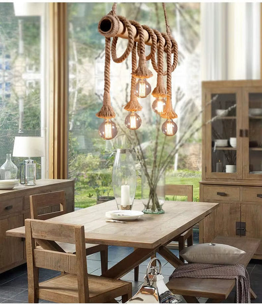 ECLAIRAGE SUSPENSION Suspension en bambou avec cordage