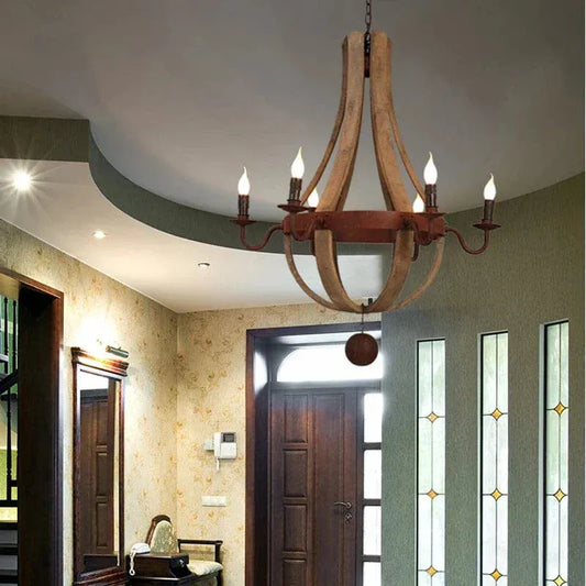 Eclairage suspension Suspension en bois rustique style chandelier
