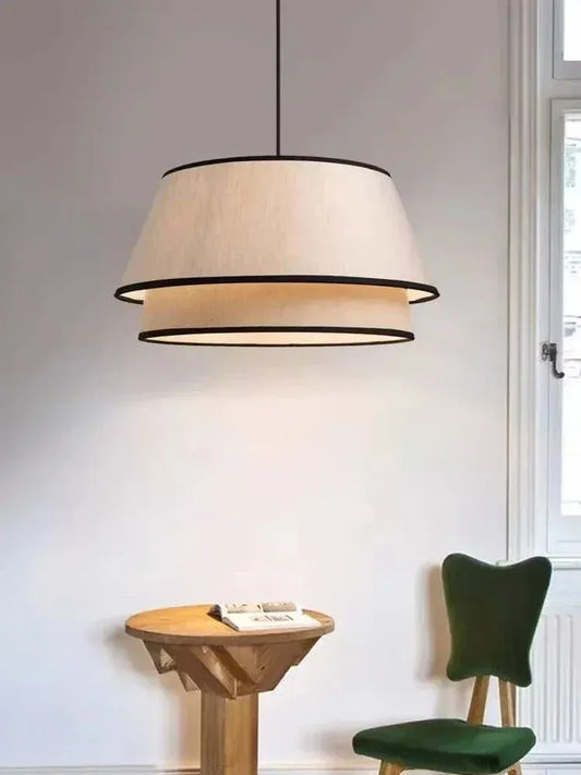 Eclairage suspension Suspension en tissu abat-jour noir et blanc