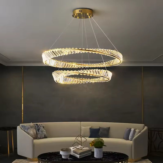 Eclairage suspension Suspension luminaire anneaux cristallin