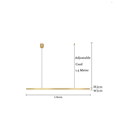 BE SHINE Suspension dorée barre led 1-TÊTES LONGUEUR 80cm / DIMMABLE TRICOLORE