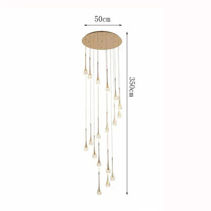 BE SHINE Suspension plafond haut goutte d'eau 18 TÊTES / CONTRÔLE TÉLÉCOMANDE GRADATION ( CHAUD FROID NEUTRE )