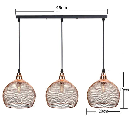 BE SHINE Suspension 3 lampes abat-jour cuivré 3 LAMPES BASE LONGUE