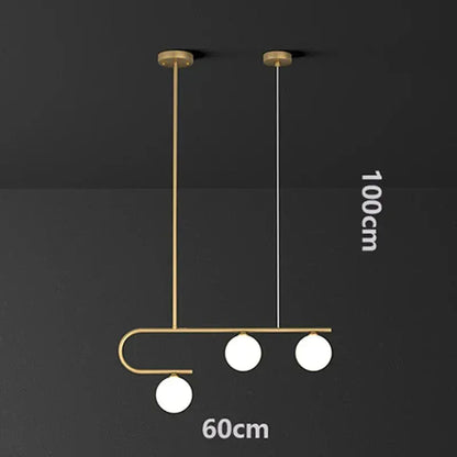 BE SHINE Suspension globes en verre opaline et métal doré 3 TÊTES / LUMIÈRE FROIDE