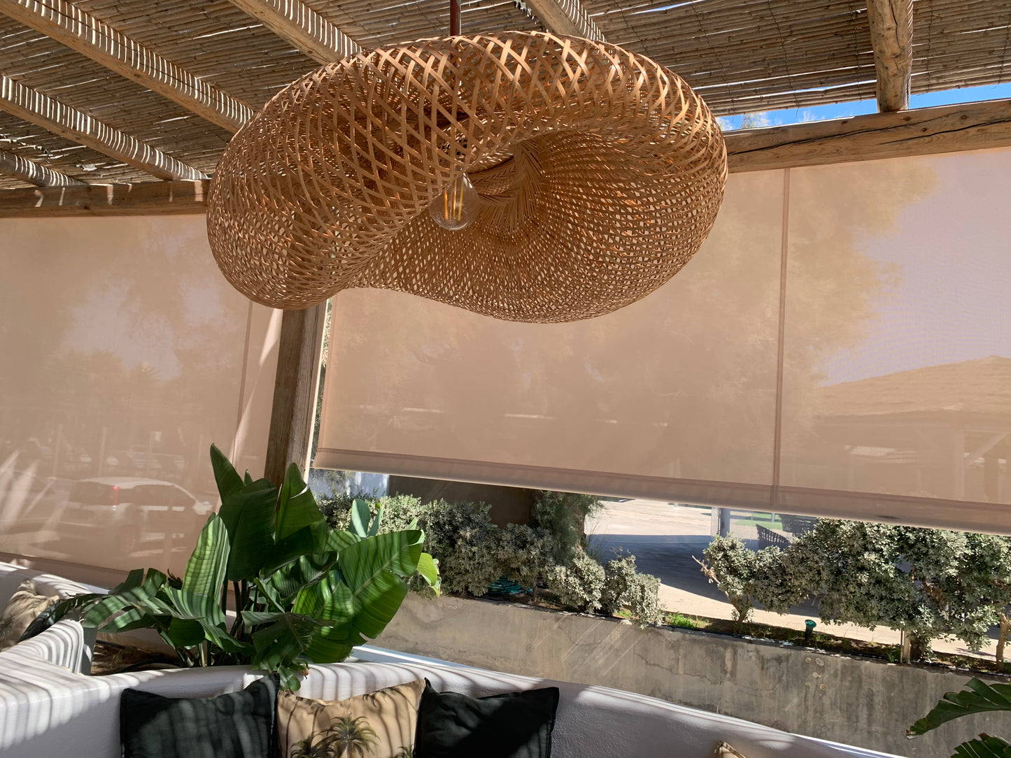 BE SHINE Suspension en bambou tressé ondulée 40 CM / BOIS