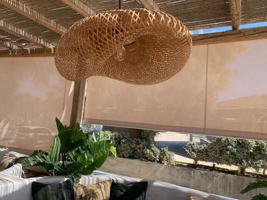 BE SHINE Suspension en bambou tressé ondulée 40 CM / BOIS