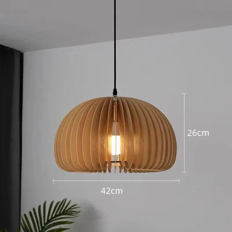 BE SHINE Suspension ronde en bois 42CM / LUMIÈRE CHAUDE 3000K