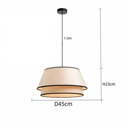 BE SHINE Suspension en tissu abat-jour noir et blanc 45 CM / AMPOULE LUMIÈRE CHAUDE (3000K)
