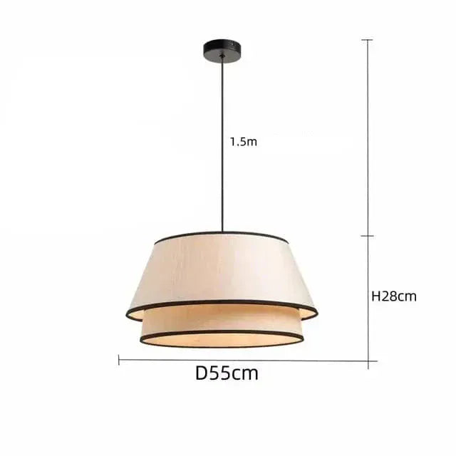 BE SHINE Suspension en tissu abat-jour noir et blanc 55 CM / AMPOULE LUMIÈRE CHAUDE (3000K)