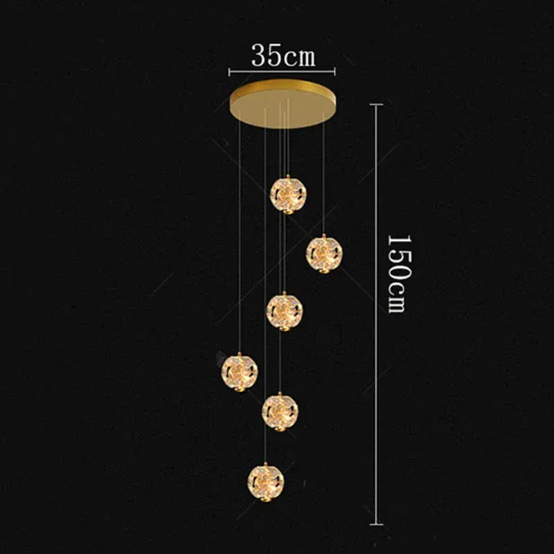 BE SHINE Suspension plafond haut cristal stars 6 TÊTES / DIMMABLE AVEC TÉLÉCOMMANDE