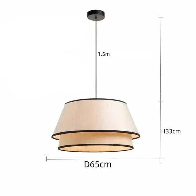 BE SHINE Suspension en tissu abat-jour noir et blanc 65 CM / AMPOULE LUMIÈRE CHAUDE (3000K)