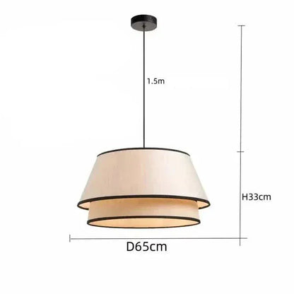 BE SHINE Suspension en tissu abat-jour noir et blanc 65 CM / AMPOULE LUMIÈRE CHAUDE (3000K)