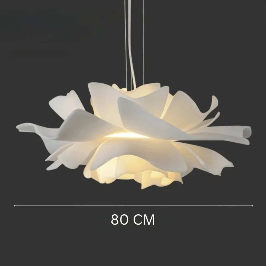BE SHINE Suspension fleur blanche design moderne 80 CM / AMPOULE TRICOLORE ( CONTRÔLE INTERRUPTEUR )