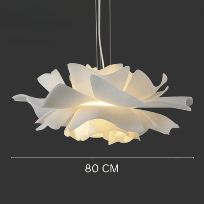 BE SHINE Suspension fleur blanche design moderne 80 CM / AMPOULE TRICOLORE ( CONTRÔLE INTERRUPTEUR )