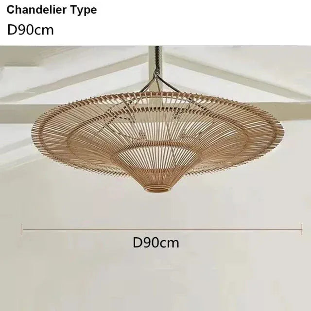 BE SHINE Suspension XXL en rotin de style japandi 90 CM / ROTIN CLAIR