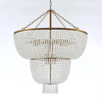 BE SHINE Suspension en perle style antique A DIAMÈTRE 80 CM CRISTAL / LUMIÈRE CHAUDE
