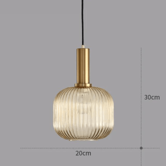 BE SHINE Petite suspension en verre ornée de laiton AMBRE