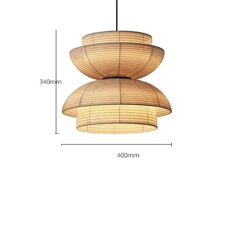 BE SHINE Suspensions en papier style Japandi B 40cm / BEIGE / LUMIÈRE CHAUDE