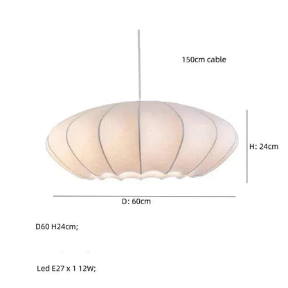 BE SHINE Suspensions en soie design créatif style Japandi B-60CM / LUMIÈRE FROIDE 6500K