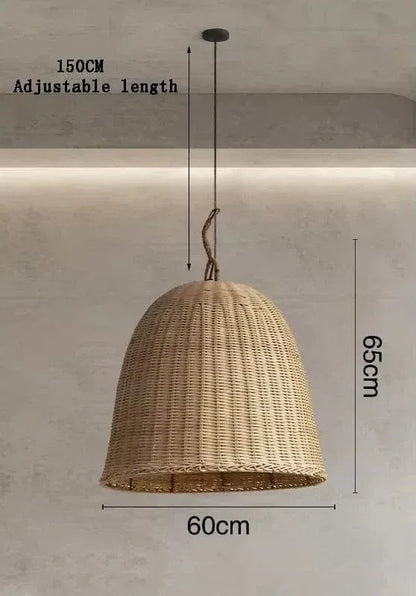 BE SHINE Suspension en rotin panier tressé B-60CM / LUMIÈRE NEUTRE 4000k