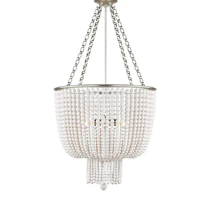 BE SHINE Suspension en perle style antique B DIAMÈTRE 50 CM PERLE BOIS / LUMIÈRE CHAUDE