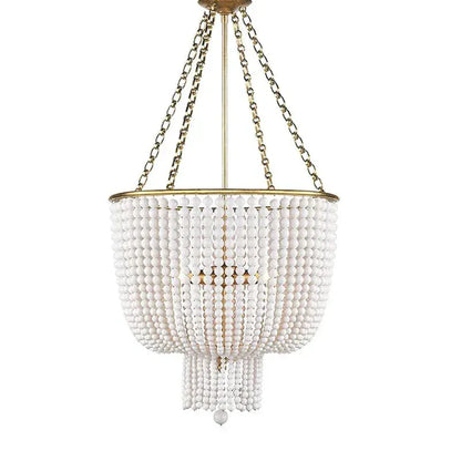BE SHINE Suspension en perle style antique B2 DIAMÈTRE 50 CM PERLE BOIS / LUMIÈRE CHAUDE