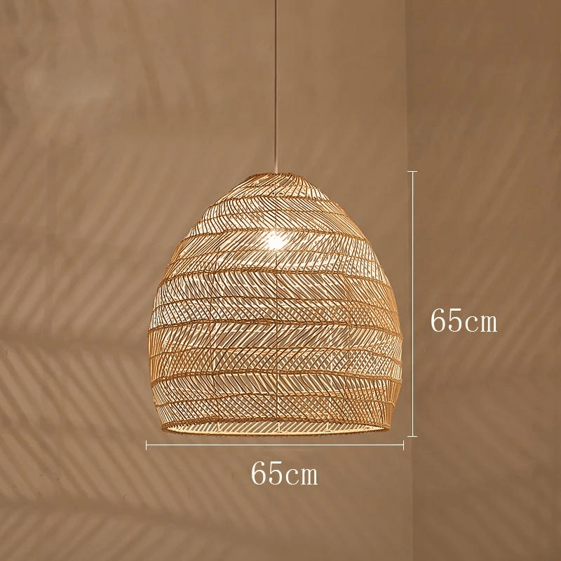 BE SHINE Suspension en rotin ajourée design bohème-chic BEIGE 65CM