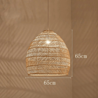 BE SHINE Suspension en rotin ajourée design bohème-chic BEIGE 65CM