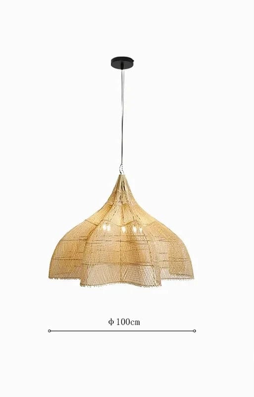 BE SHINE Suspension grand diamètre en rotin BEIGE DIAMÈTRE 100 CM / LUMIÈRE FROIDE