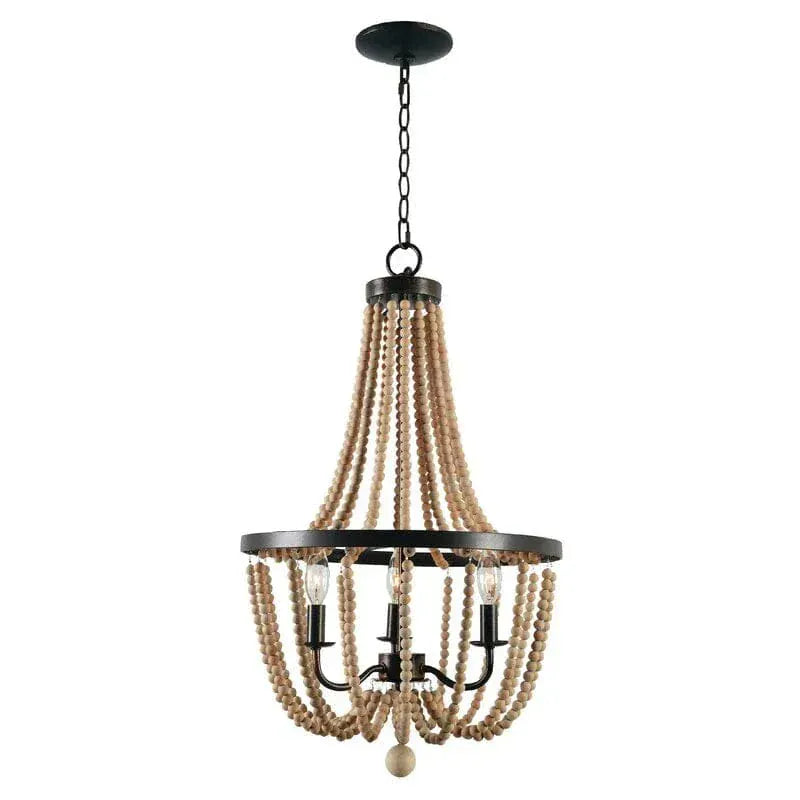 BE SHINE Suspension baroque en perle de bois BEIGE