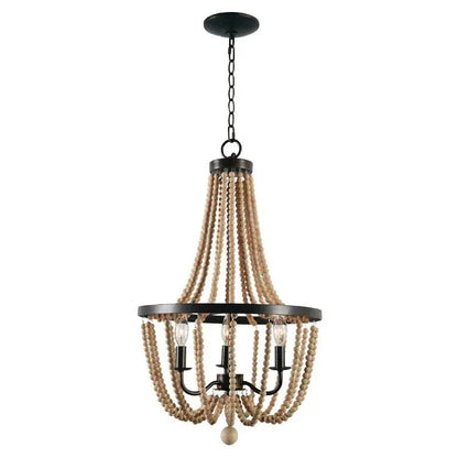 BE SHINE Suspension baroque en perle de bois BEIGE