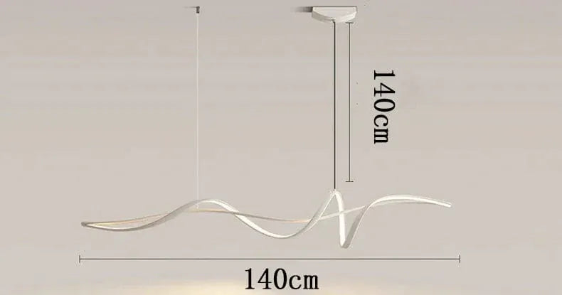 BE SHINE Suspension LED minimaliste design spirale BLANC / 140 CM / LUMIÈRE CHAUDE 3000K