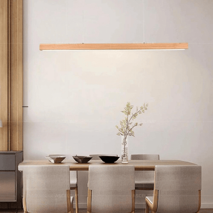 BE SHINE Suspension barre LED en bois BOIS BRUT - 80CM / LUMIÈRE CHAUDE