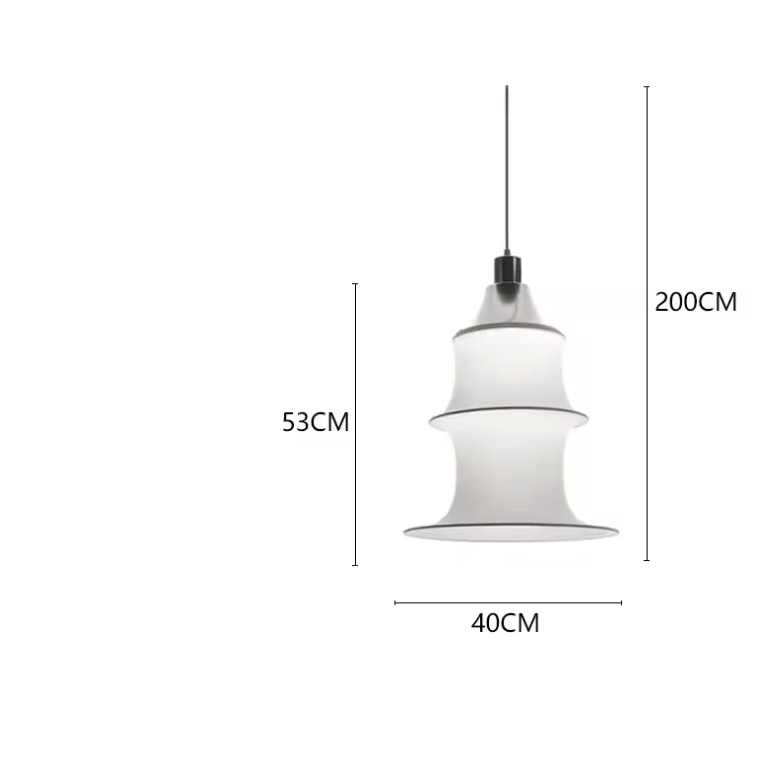 BE SHINE Suspension tube en tissu style Japandi DIAMÈTRE 40 CM - HAUTEUR 53 CM / LUMIÈRE FROIDE 6500K