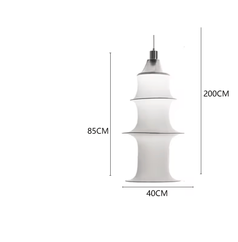 BE SHINE Suspension tube en tissu style Japandi DIAMÈTRE 40 CM - HAUTEUR 85 CM / LUMIÈRE FROIDE 6500K